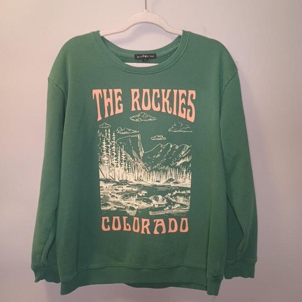 Social scene green crewneck sweatshirt